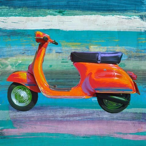 Pop Scooter II White Modern Wood Framed Art Print by Rizzardi, Teo