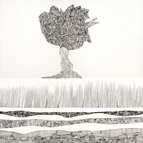 Ipotesi di paesaggio I Black Modern Wood Framed Art Print with Double Matting by Teruzzi, Vittorio