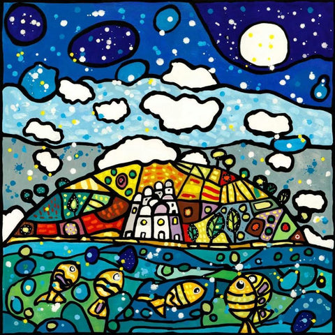 Isola dei sogni Black Ornate Wood Framed Art Print with Double Matting by Wallas