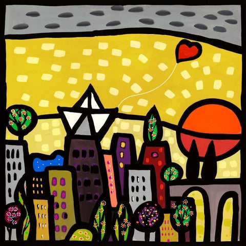 Il cuore vive sulla piccola citta White Modern Wood Framed Art Print by Wallas