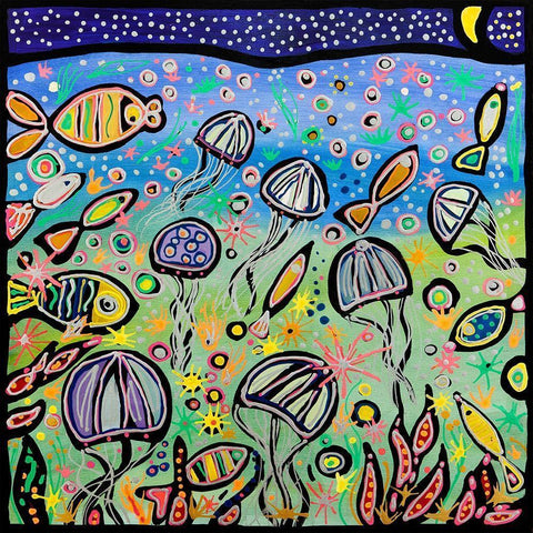 La danza delle meduse Gold Ornate Wood Framed Art Print with Double Matting by Wallas