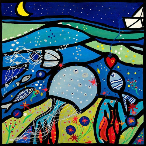 La medusa innamorata Black Modern Wood Framed Art Print by Wallas