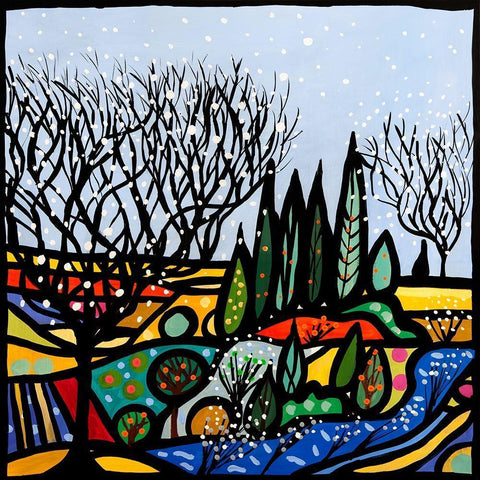 Lallegro ruscello Black Ornate Wood Framed Art Print with Double Matting by Wallas