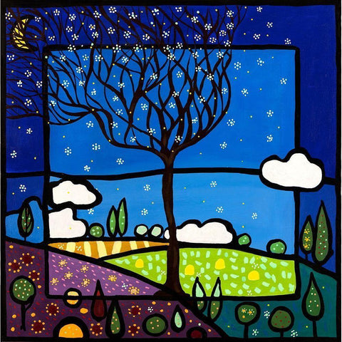 Sogno a primavera Black Modern Wood Framed Art Print with Double Matting by Wallas