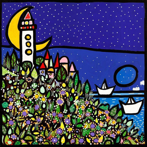 La sentinella del mare White Modern Wood Framed Art Print by Wallas