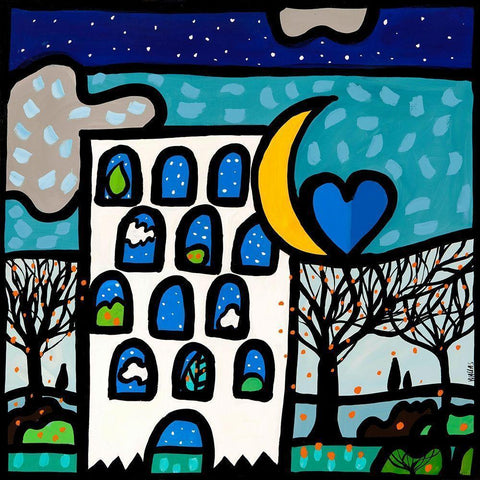 Dentro di noi ce sempre un cielo stellato White Modern Wood Framed Art Print by Wallas