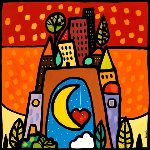 Larco degli innamorati White Modern Wood Framed Art Print by Wallas