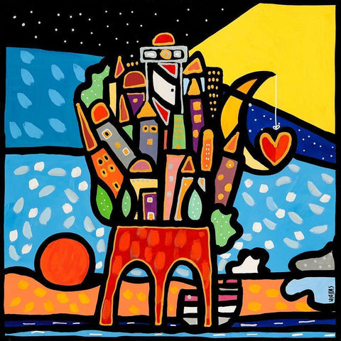 Sostenere la vita Gold Ornate Wood Framed Art Print with Double Matting by Wallas