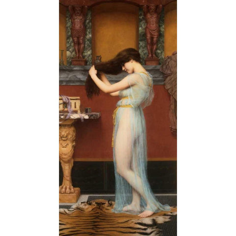 The Toilet Black Modern Wood Framed Art Print with Double Matting by Godward, John William