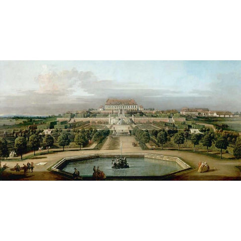 Gardenview of the Kaisers Summer Palace Gold Ornate Wood Framed Art Print with Double Matting by Bellotto, Bernardo