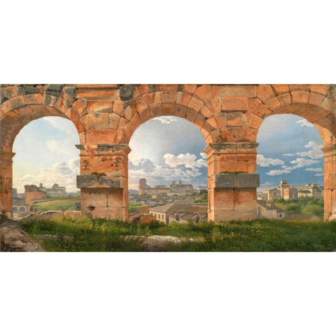 A View through The Arches of the Colosseum Rome Gold Ornate Wood Framed Art Print with Double Matting by Eckersberg, Christoffer Wilhelm