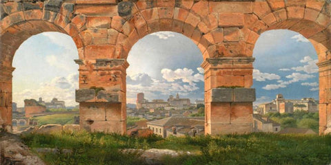 A View through The Arches of the Colosseum Rome White Modern Wood Framed Art Print with Double Matting by Eckersberg, Christoffer Wilhelm