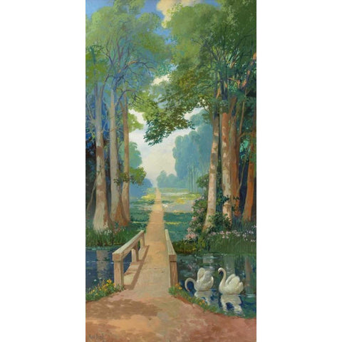 Country path White Modern Wood Framed Art Print by Strahalm, Franz