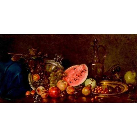 Still life with fruit White Modern Wood Framed Art Print by Wokos, Nikolaos