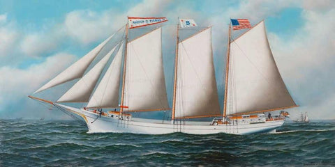 Three Masted Schooner Andrew C. Pierce Black Ornate Wood Framed Art Print with Double Matting by Jacobsen, Antonio Nicolo Gasparo