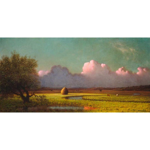 Sunlight and Shadow: The Newbury Marshes  White Modern Wood Framed Art Print by Heade, Martin Johnson