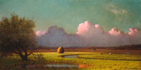 Sunlight and Shadow: The Newbury Marshes  White Modern Wood Framed Art Print with Double Matting by Heade, Martin Johnson