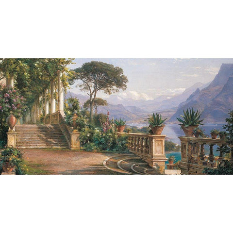 Lodge on Lake Como  White Modern Wood Framed Art Print by Carl Frederic, Aagard