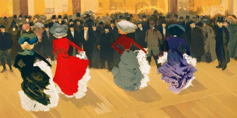 Les Danseuses White Modern Wood Framed Art Print with Double Matting by Truchet, Abel