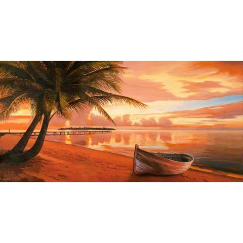 Tramonto ai tropici Gold Ornate Wood Framed Art Print with Double Matting by Galasso, Adriano