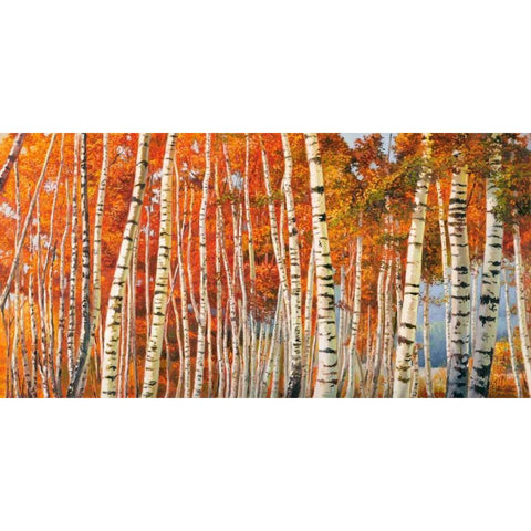 Betulle d autunno Black Modern Wood Framed Art Print with Double Matting by Galasso, Adriano
