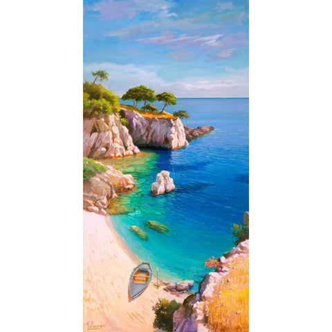 Caletta nel sole Gold Ornate Wood Framed Art Print with Double Matting by Galasso, Adriano