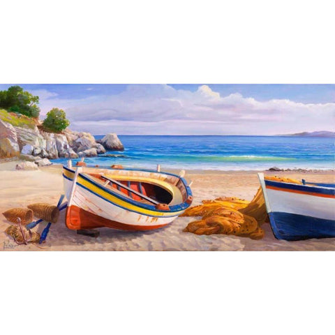 Pomeriggio mediterraneo Black Modern Wood Framed Art Print with Double Matting by Galasso, Adriano