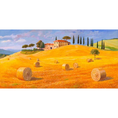 Colline in Toscana Black Modern Wood Framed Art Print with Double Matting by Galasso, Adriano