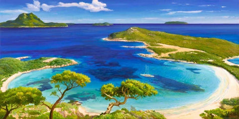 Mediterraneo White Modern Wood Framed Art Print with Double Matting by Galasso, Adriano