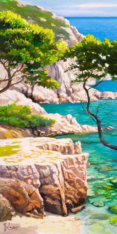 Lavandou I White Modern Wood Framed Art Print with Double Matting by Galasso, Adriano