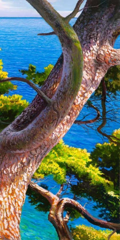 Lavandou III White Modern Wood Framed Art Print with Double Matting by Galasso, Adriano