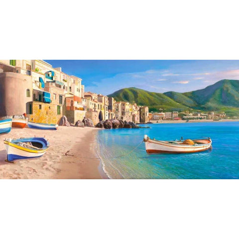 Cefalu Black Modern Wood Framed Art Print by Galasso, Adriano