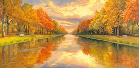 Boulevard sull acqua White Modern Wood Framed Art Print with Double Matting by Galasso, Adriano