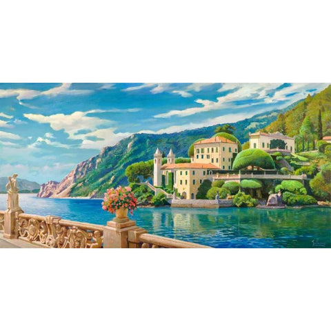Villa sul lago Black Modern Wood Framed Art Print by Galasso, Adriano