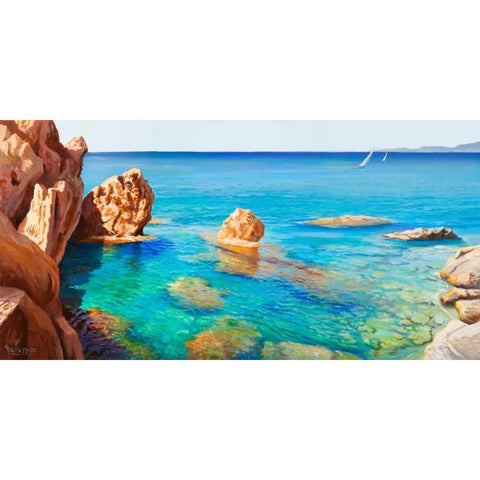 Cala del vento Black Modern Wood Framed Art Print by Galasso, Adriano