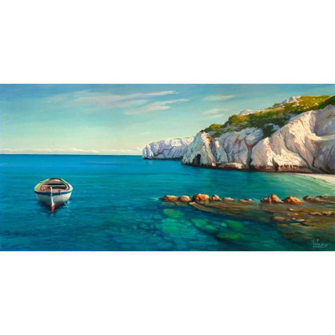 Caletta mediterranea White Modern Wood Framed Art Print by Galasso, Adriano