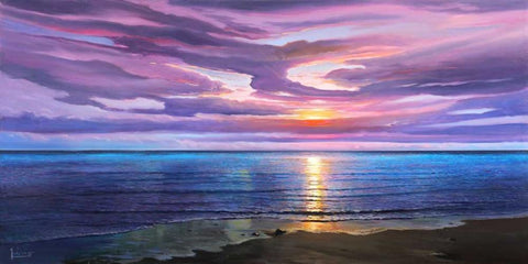 Tramonto sognante White Modern Wood Framed Art Print with Double Matting by Galasso, Adriano