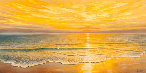 Tramonto dorato White Modern Wood Framed Art Print with Double Matting by Galasso, Adriano