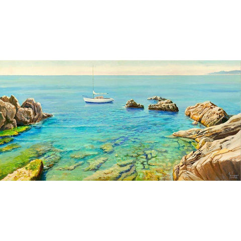 Quieto approdo Black Modern Wood Framed Art Print by Galasso, Adriano