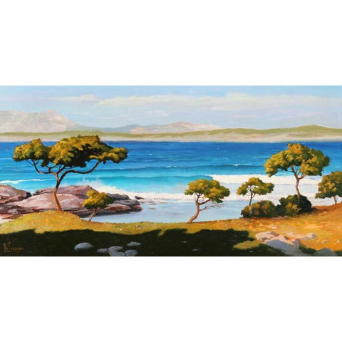 Spiaggia del Mediterraneo Black Modern Wood Framed Art Print with Double Matting by Galasso, Adriano