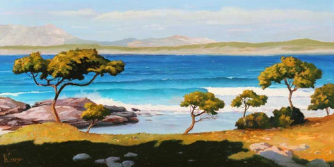 Spiaggia del Mediterraneo White Modern Wood Framed Art Print with Double Matting by Galasso, Adriano