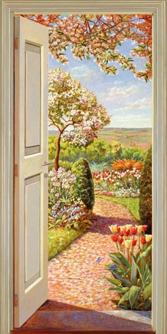 Sul giardino White Modern Wood Framed Art Print with Double Matting by Del Missier, Andrea
