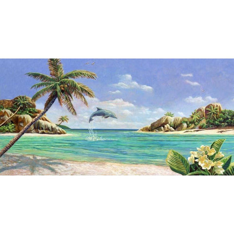 Seychelles Black Modern Wood Framed Art Print with Double Matting by Del Missier, Andrea