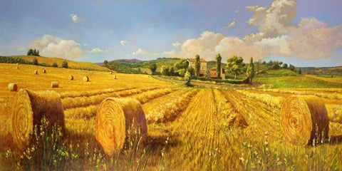 Campo in Toscana White Modern Wood Framed Art Print with Double Matting by Del Missier, Andrea