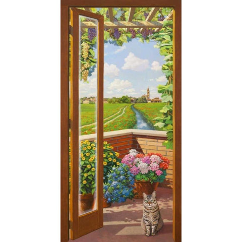 Finestra sulla campagna Gold Ornate Wood Framed Art Print with Double Matting by Del Missier, Andrea