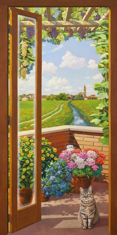 Finestra sulla campagna White Modern Wood Framed Art Print with Double Matting by Del Missier, Andrea