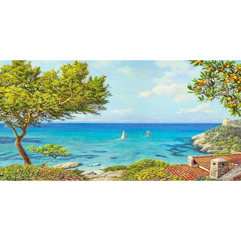 Sul mare White Modern Wood Framed Art Print by Del Missier, Andrea