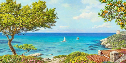 Sul mare White Modern Wood Framed Art Print with Double Matting by Del Missier, Andrea