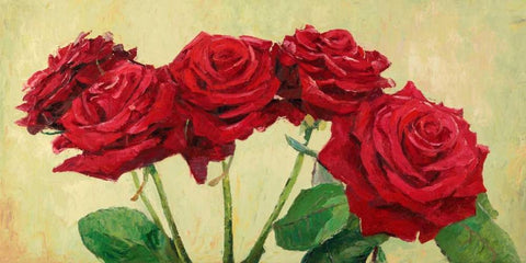 Rose rosse Black Ornate Wood Framed Art Print with Double Matting by Masera, Angelo