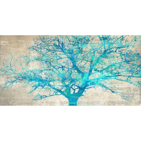 Turquoise Tree Black Modern Wood Framed Art Print with Double Matting by Aprile, Alessio